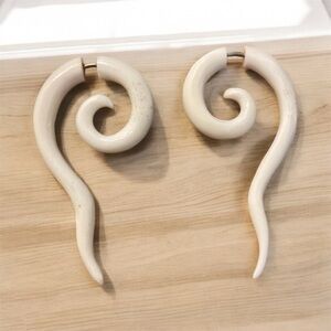 Gorgeous tribal swirl bone carved faux gauges